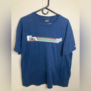 Retro Fox Racing Blue Men's T-Shirt Size XL